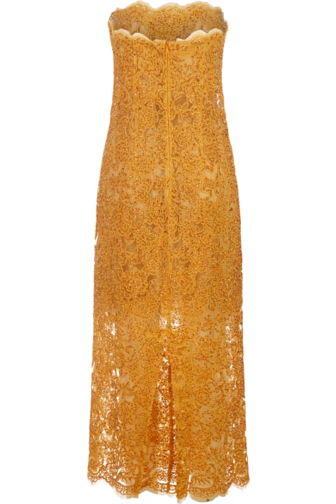 Ermanno Scervino Women Ermanno Scervino Lace Longuette Dress With Micro Crystals