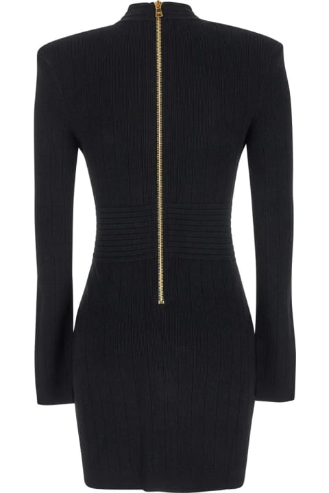 Balmain Sweaters for Women Balmain Mini Black Dress With Golden Buttons In Stretch Viscose Woman