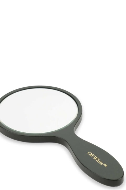 Sale for Homeware Off-White Army Green Acetate Bookish Hand Mirror