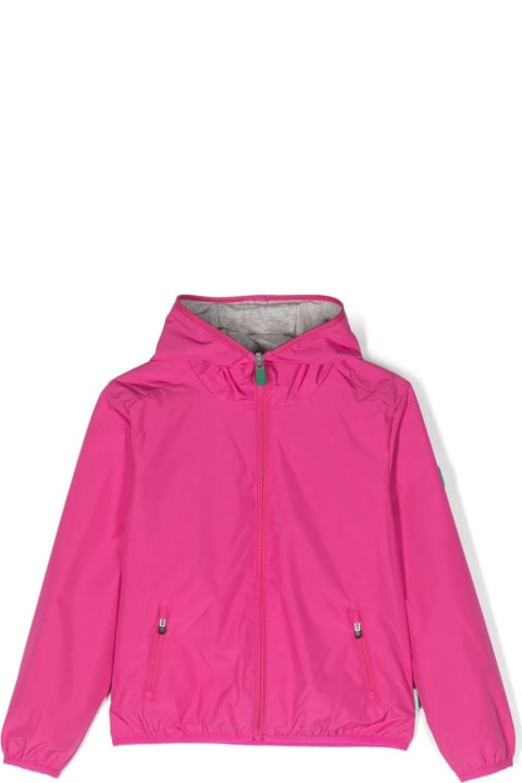 Coats & Jackets for Girls Save the Duck Hooded Windbreaker Jacket In Fuchsia