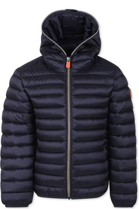 Homeware Save the Duck Blue Down Jacket For Girl With Logo