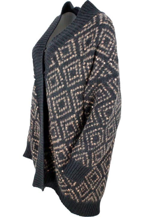 Cardigan Sweater In Cashmere Wool And Silk