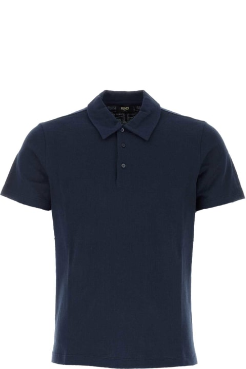 Topwear for Men Fendi Navy Blue Piquet Polo Shirt