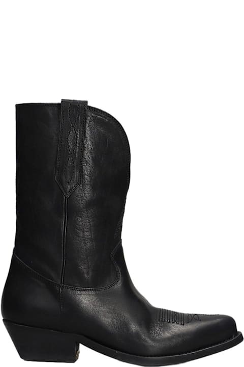 Golden Goose Boots for Women Golden Goose Wish Star Texan Ankle Boots In Black Leather