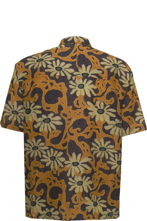 Floral  Linen Blend Shirt With Pockets