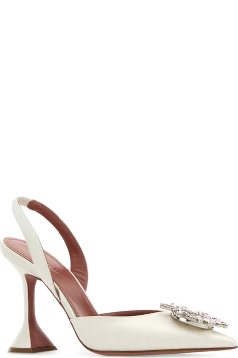 Amina Muaddi Ivory Satin Begum Pumps