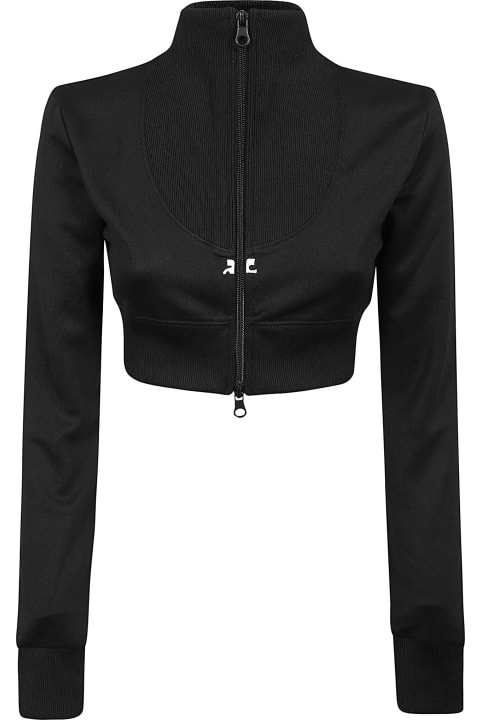 Courrèges Sweaters for Women Courrèges Maxi Rib Tracksuit Cropped Jacket