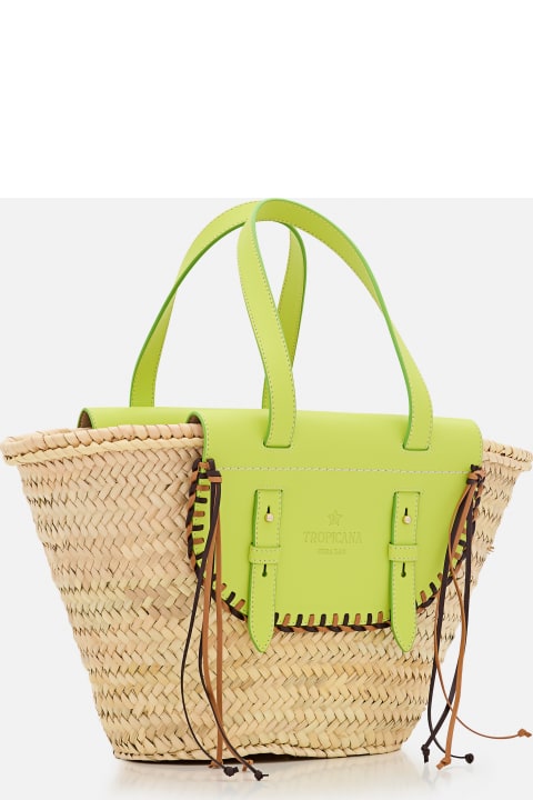 Fashion for Women Cuba Lab Tropicana Straw And Leather Tote Bag