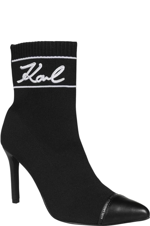 ウィメンズ Karl Lagerfeldのブーツ Karl Lagerfeld Sock Ankle Boots