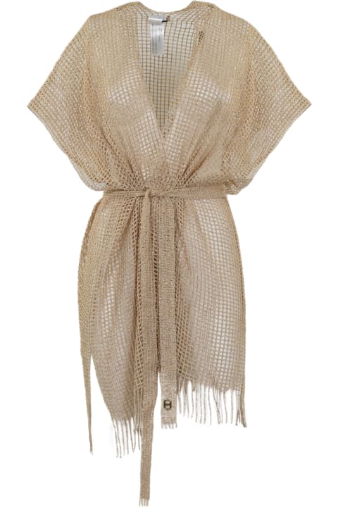 TwinSet Coats & Jackets for Women TwinSet Fishnet Kimono With Fringes