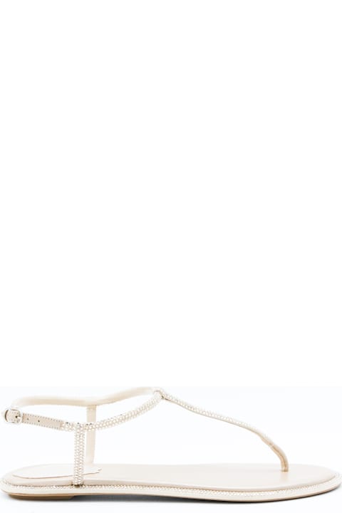 René Caovilla Beige Leather Flats