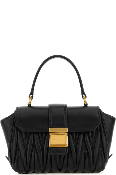 Miu Miu Totes for Women Miu Miu Black Nappa Leather Handbag