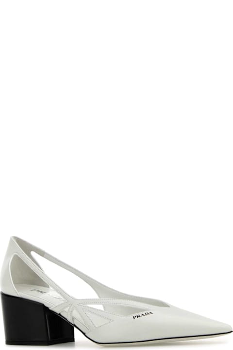 Prada White Leather Pumps