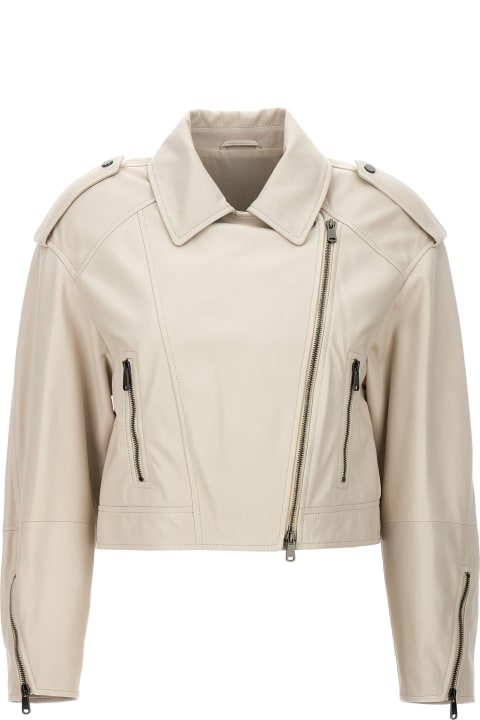 Brunello Cucinelli Clothing for Women Brunello Cucinelli Leather Biker Jacket