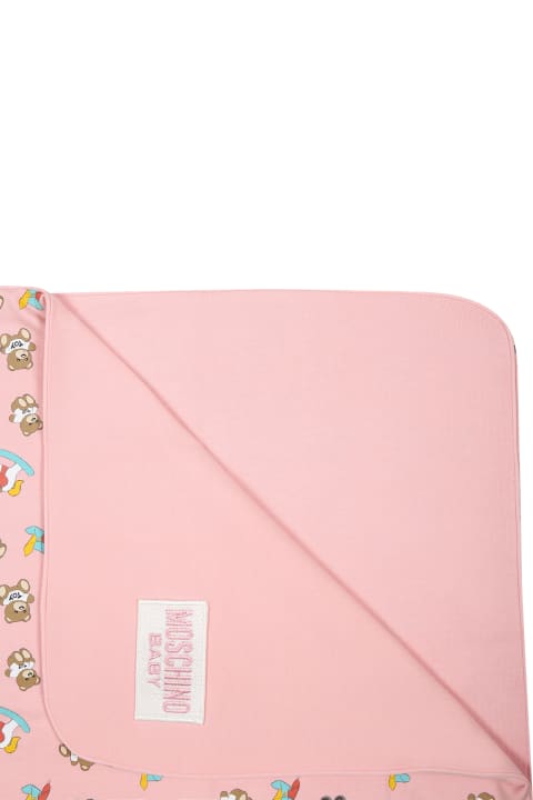 Accessories & Gifts for Baby Girls Moschino Pink Baby Girl Blanket With All-over Pattern