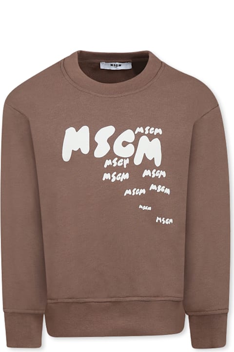 Homeware MSGM Brown Sweatshirt For Boy With Logo