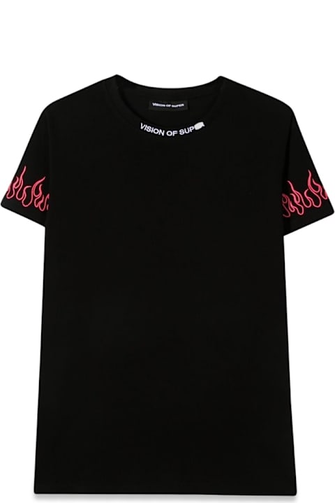 أدوات منزلية Vision of Super Black Embroidered Tshirt Fuchsia Flame
