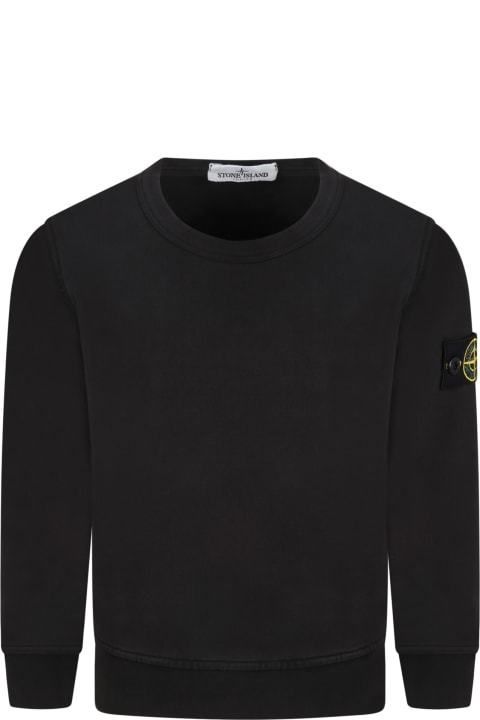 Black Sweatshirt For Boy With Iconic Compass