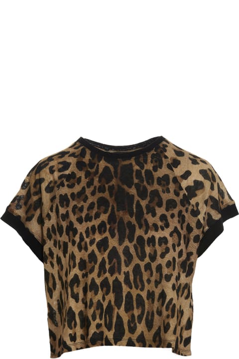 Balmain Topwear for Women Balmain Leopard Print Linen T-shirt