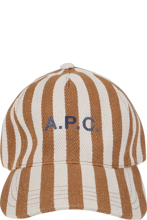 メンズ 帽子 A.P.C. Logo Printed Curved Peak Baseball Cap
