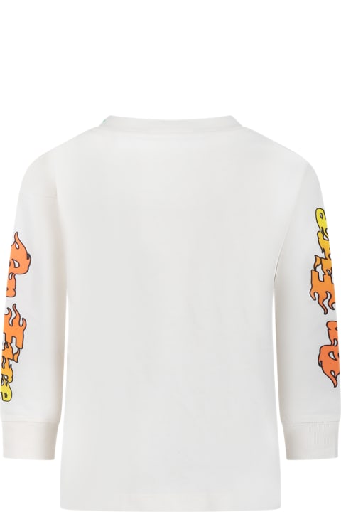 Molo for Kids Molo Ivory T-shirt For Boy With Flames