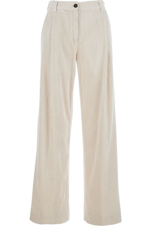 ウィメンズ Antonelliのパンツ＆ショーツ Antonelli 'rimini' Beige Palazzo Pants In Corduroy Woman