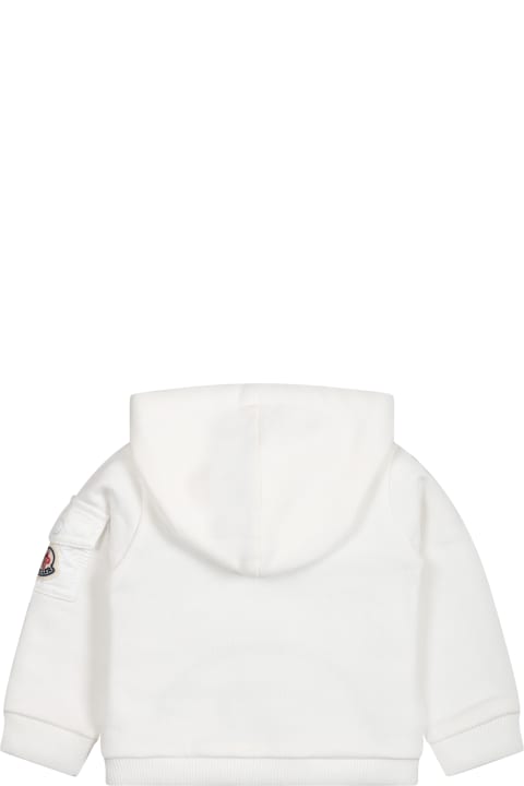 White Sweatshirt For Baby Boy With Logo