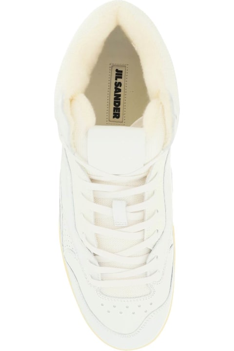 インテリア Jil Sander White Leather And Mesh Sneakers