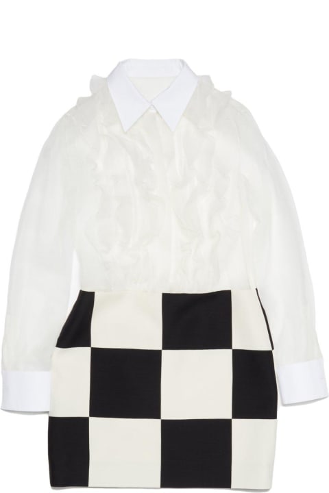 Fashion for Women Valentino Valentino Crepe Couture Checked Long-sleeved Dress