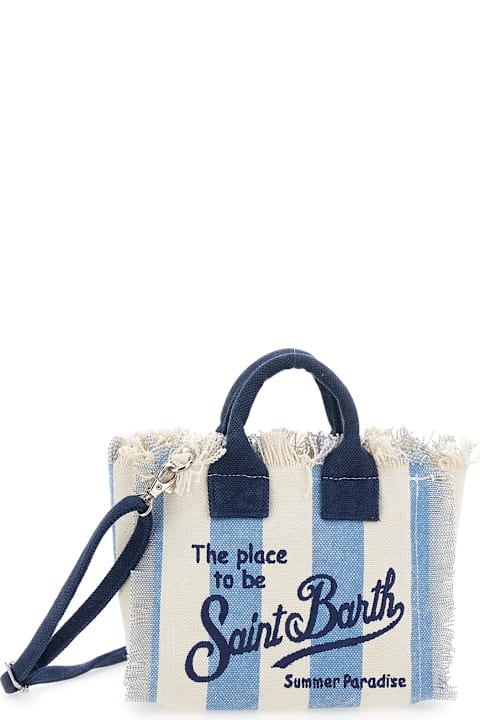MC2 Saint Barth Accessories & Gifts for Girls MC2 Saint Barth 'vanity Mini' Multicolor Handbag With Adjustable And Removable Shoulder Strap And All-over Striped Motif In Cotton Girl