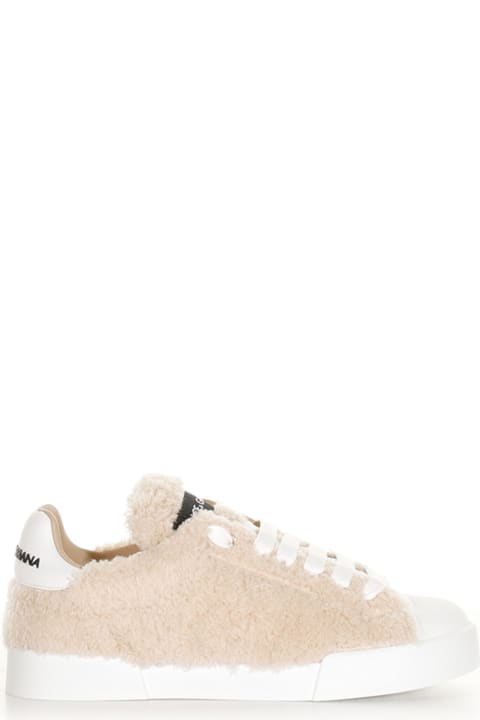 Dolce & Gabbana Shoes for Women Dolce & Gabbana Fur Coated Logo Sneakers