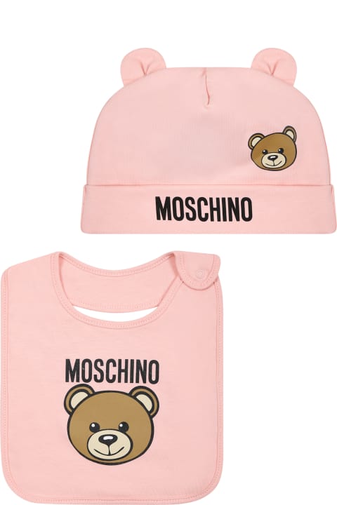 Sale for Baby Boys Moschino Pink Set For Baby Girl With Teddy Bear