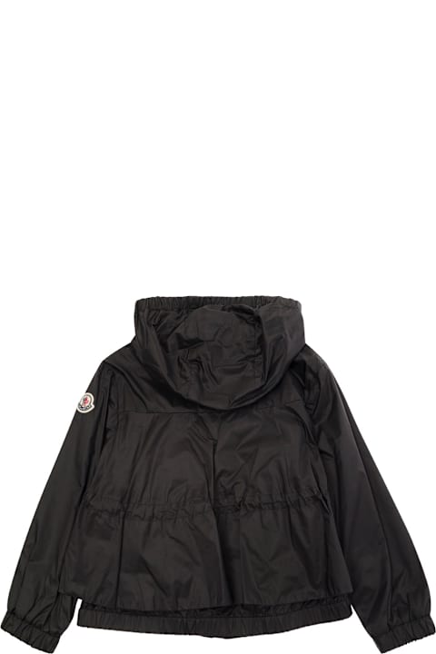 キッズのセール Moncler 'owara' Black Jacket With Logo Patch In Nylon Girl