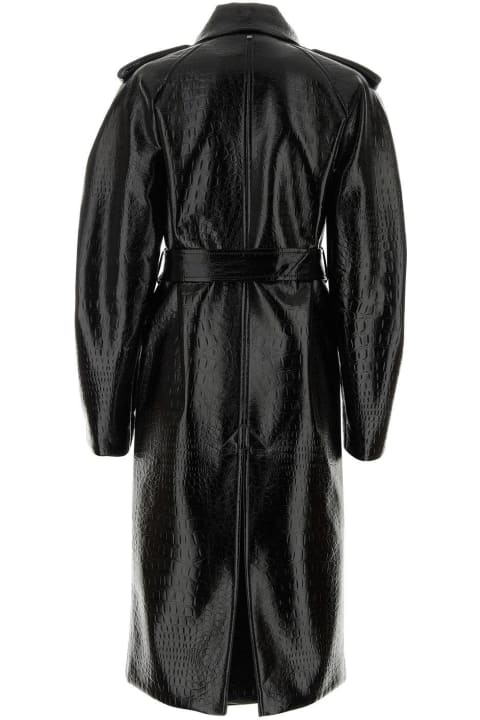 SportMax Coats & Jackets for Women SportMax Black Synthetic Leather Faggi Coat