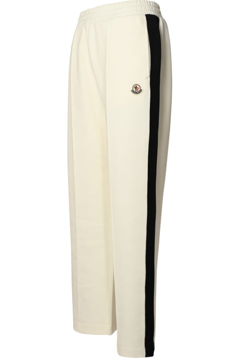 Moncler Clothing for Women Moncler Ivory Cotton Blend Trousers