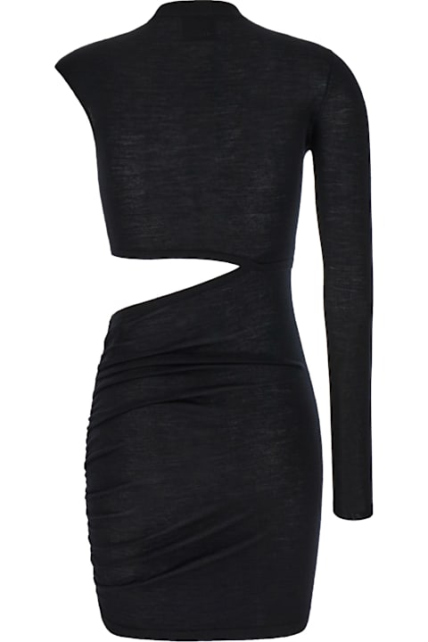 فساتين لـ السيدات Isabel Marant Black Wool One-shoulder Dress