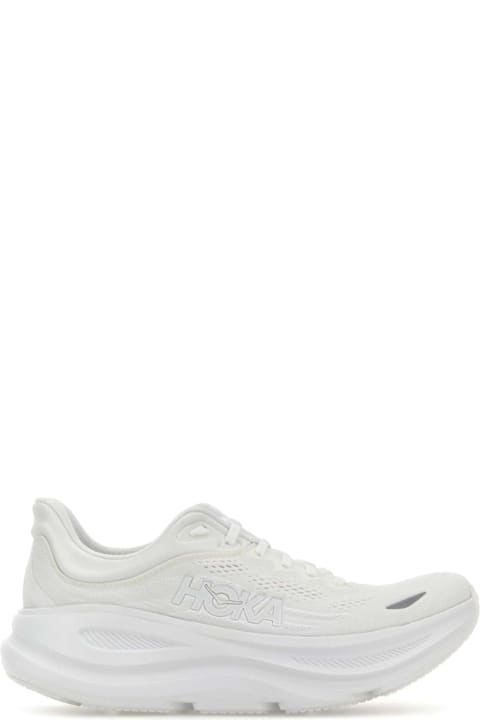 Hoka White Mesh Bondi 9 Sneakers