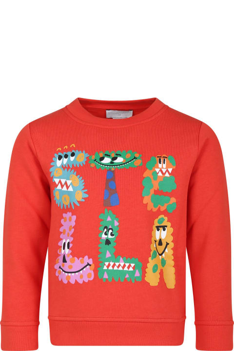 Fashion for Boys Stella McCartney Kids Red Sweatshirt For Boy With Logo And Monster Print