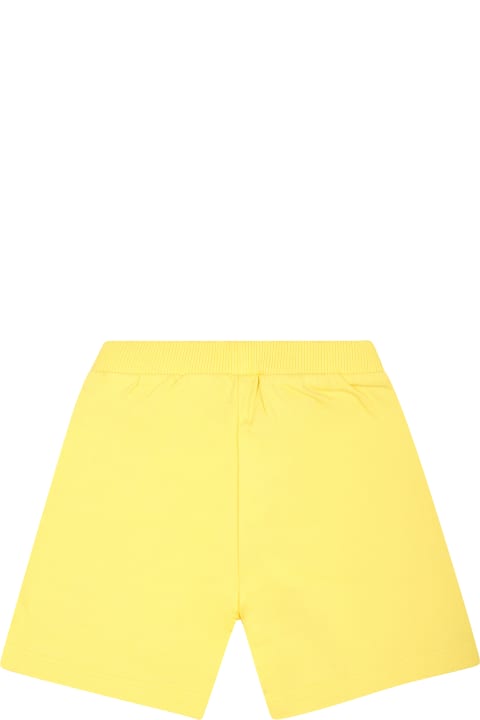 Moschino Bottoms for Baby Boys Moschino Yellow Shorts For Baby Boy With Teddy Bears And Logo