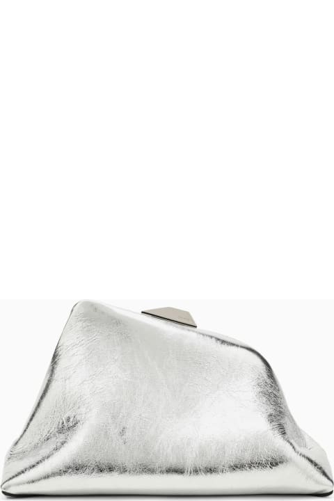 Day Off Silver Leather Clutch Bag