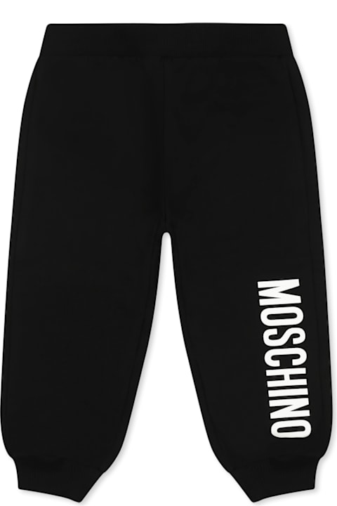 Bottoms for Baby Boys Moschino Black Trousers For Babykids With Logo