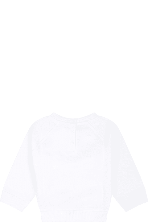 Topwear for Baby Girls Balmain White Sweatshirt For Babykids With Logo