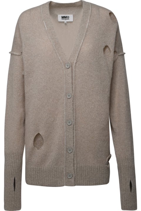 Sweaters for Women MM6 Maison Margiela Beige Alpaca Blend Cardigan