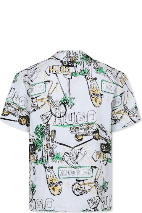 Homeware Hugo Boss White Shirt For Boy With Logo And Print