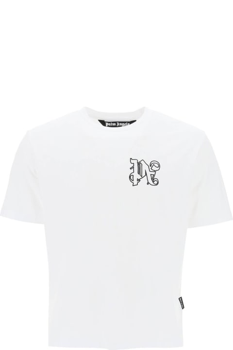 Palm Angels Topwear for Men Palm Angels White T-shirt With Monogram