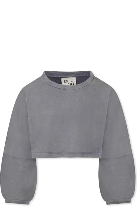 Homeware Douuod Grey Crop Sweatshirt For Girl With Logo