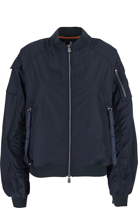 Save the Duck Clothing for Women Save the Duck 'lil' Blue-black Bomber Jacket With Front Pockets And Logo Patch Applied On The Sleeve In Tech Fabric Woman