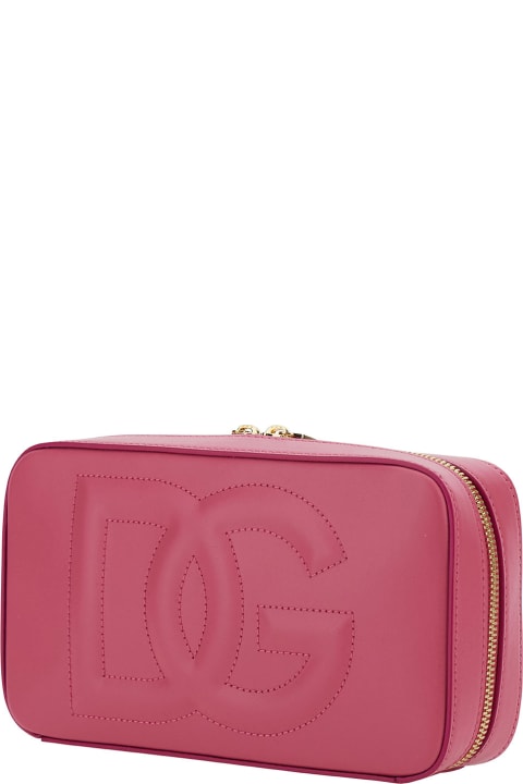 Sale for Women Dolce & Gabbana Pink Shoulder Bag With Quilted Dg Logo In Leather Woman