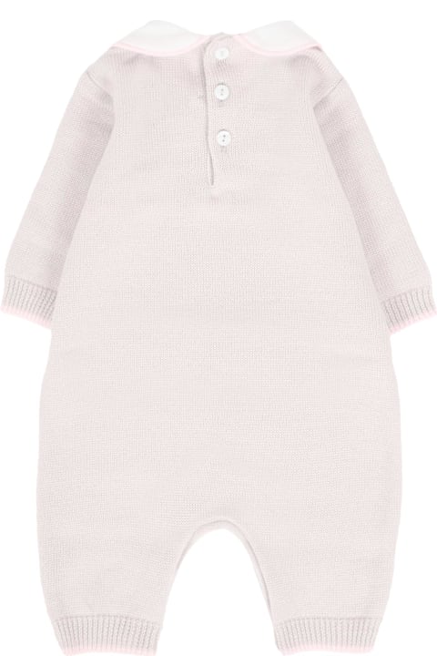 Homeware Little Bear Beige Jumpsuit For Baby Girl With Pink Ribbon