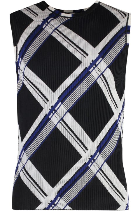 Topwear for Men Burberry Checked Ribbed-knit Sleeveless Top
